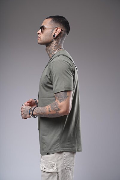 king brich Filthy Collar Sleeve Fold Regular Fit Plain Basic Men's T-Shirt