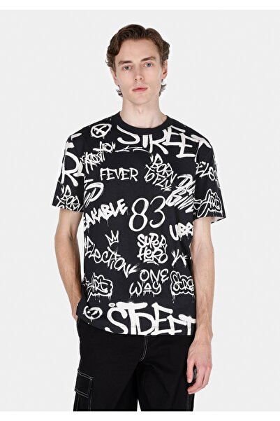 Colin's Ανδρικό μπλουζάκι Comfort Fit με στρογγυλή λαιμόκοψη με τύπωμα σε μαύ...