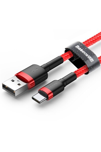 Baseus 2m Red 60W 3A USB Type C Cable For Huawei Honor Xiaomi Samsung Super Charge Fast Charging USB