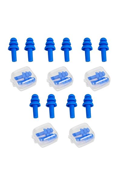 DUTRIEUX Blue 5pairs 10pcs Soft Silicone Earplugs Waterproof Swimming Ear Plugs Reusable Noise Reduction Slee
