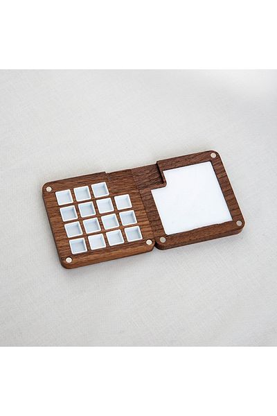 Choice 15 Grid 8/15 Grid Portable Sketchbook Palette, Mini Walnut Wood Color Palette Box Travel Watercolor