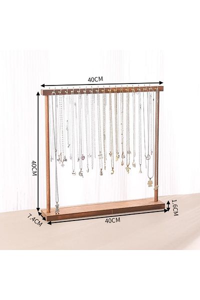 Choice L-36 Hooks Jewelry Organizer Display Stand Solid Wood Necklace Hanging Countertop Rack For Chains Ea