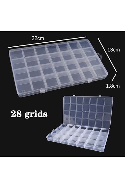 Choice 22x13x1.8 Plastic Jewelry Box 10/15/24 Compartment Slot Organizer Storage Beads Container Adjustable