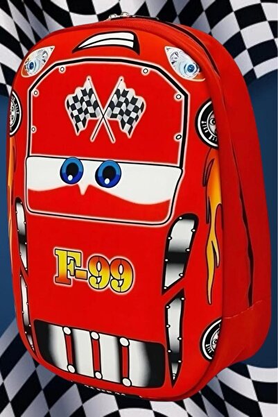 Uniquerrs Formula Car Printed Fabric Kindergarten Nursery Daily Use Backpack and School Bag