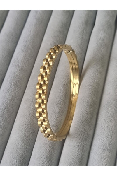 MSA TREND سوار نسائي من الفولاذ موديل رولكس لون ذهبي 316 L سوار من الفولاذ الاسترليني