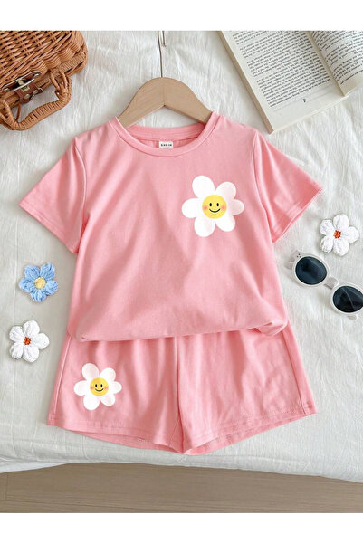 Keywest Devojčička majica sa cvetnim printom i set šortsa