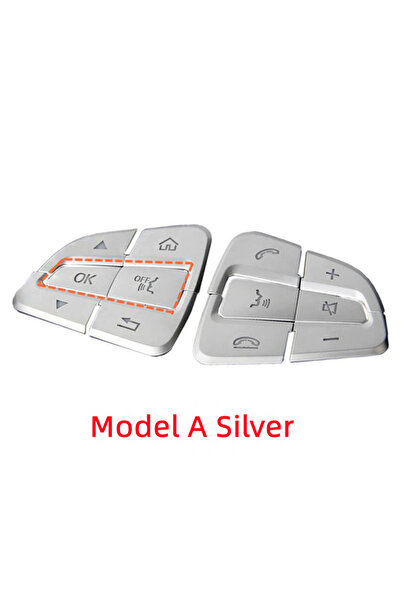 Choice1 Model A Silver Car Steering Wheel Button Covers Trim Stickers Fit For...