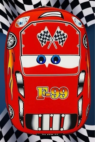 Uniquerrs Formula Car Printed Fabric Kindergarten Nursery Daily Use Backpack and School Bag