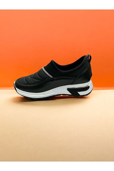 iskarpino Parachute Flexible Fabric Stone Thick Sole Women's Black Casual Walking Shoes Sneaker