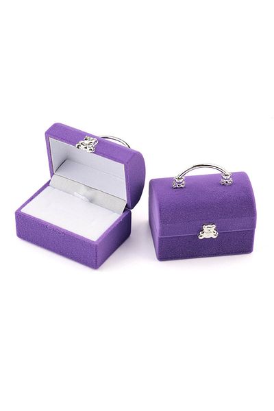 Choice Purple 1 Piece Small Jewelry Box Velvet wedding Ring box Necklace Display Box Cute Bear Gift box Con