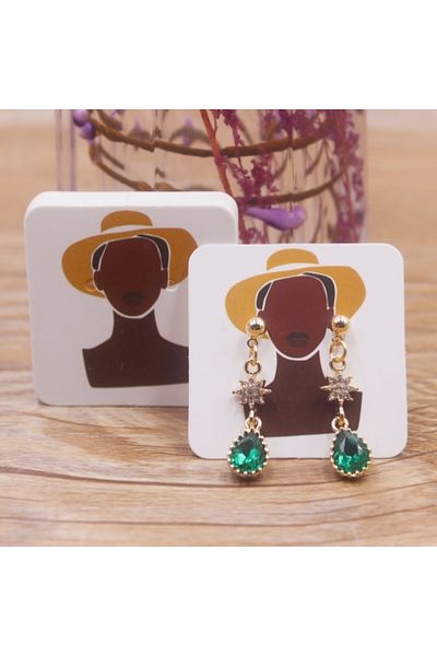 Choice 100card B 100pcs 4 x4cm new luxury brand jewelry pearl powder paper display earring cards, earrings,