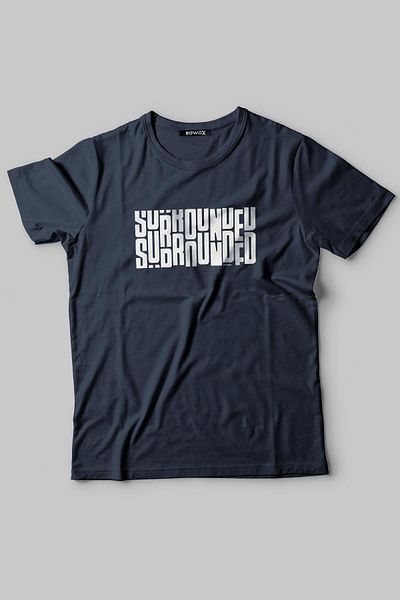 Edwox Ανδρικό μπλουζάκι με στάμπα Navy Blue Half Oversize