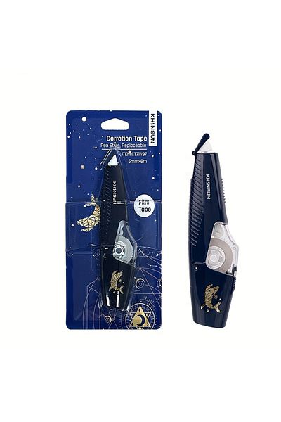 Choice Dark Blue KHINSUN School Correction Tape with Refill Pen Style White Out Corrector Easy Replaceable