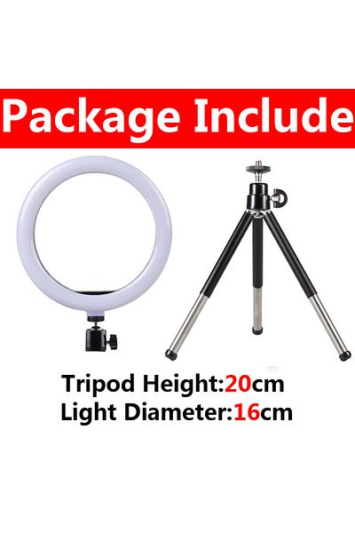 Choice B-16cm 10 inch LED Selfie Ring Light Dimmable Photography Fill Lamp with Mini tripod for Phone Tikto