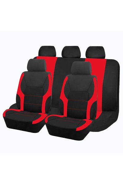 Choice Red 5 seat Universal Polyester Car Seat Covers Sporty Design Fit For Most Car Suv Truck Four Season