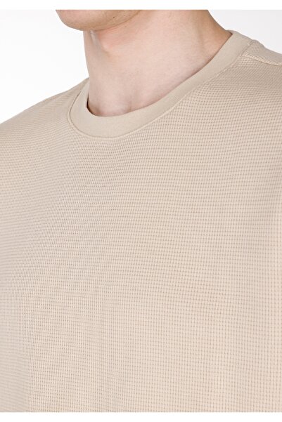 Colin's Комфортна футболка з круглим вирізом з однотонним чоловічим бежевим рукавом з коротким рукавом