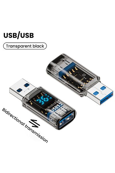 Choice USB to USB Light USB 3.2 Digital Display Adapter 10Gbps USB Male TO USB Female Converter Fast Chargi