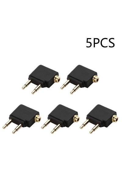 Shunmaii 5 Pcs 1-5Pcs Audio Adapter 3.5mm Plug Jack Airline Airplane Earphone Headphone Audio Adapter for Air