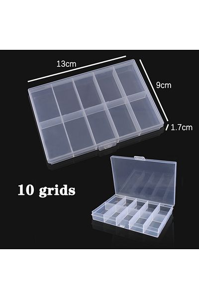 Choice 13x9x1.7 Plastic Jewelry Box 10/15/24 Compartment Slot Organizer Storage Beads Container Adjustable