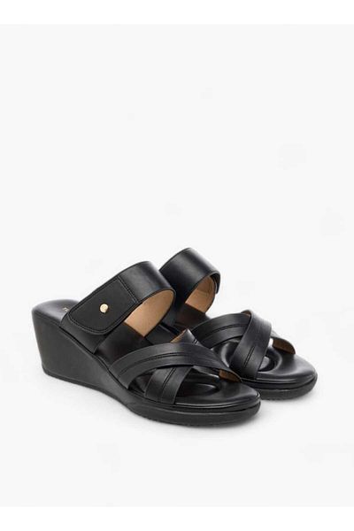 Flora Bella by Shoexpress Flora Bella Monogram Print Slip-On Sandals with Wedge Heel