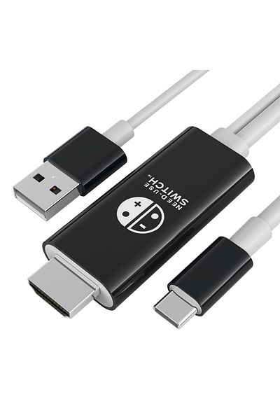 Choice black and white Type C to HDMI Cable with 5V USB Charging Portable Switch TV Dock 4K HD Adapter for
