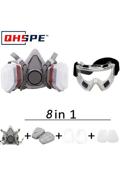 Choice 8 In 1 Original 6200 Respirator Reusable Half Face Cover Gas Mask With Cotton Filter Goggles For Pai