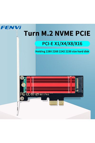 fenvi Red Pcie X1 M.2 Nvme To Pcie 4.0 Adapter With Aluminum Ssd Heatsink 64gbps M.2 Ssd Gen4 Pcie 4