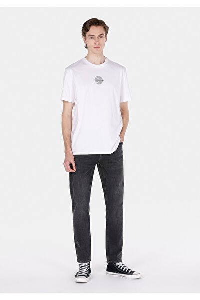 Colin's Обикновена мъжка бяла тениска с къс ръкав и обло деколте