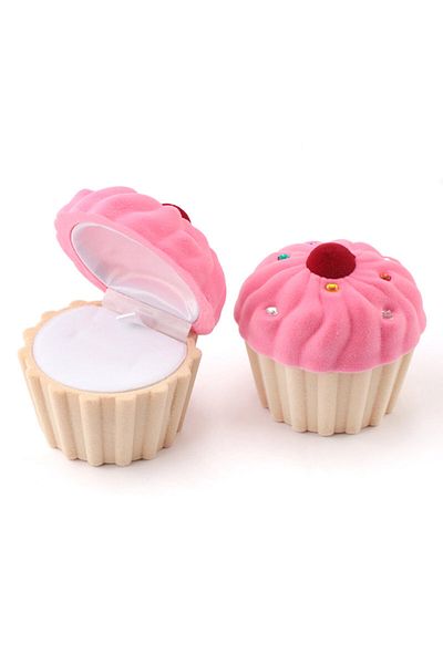 Choice Pink 1 Piece Lovely cake Gift Box Holder Jewelry box case Velvet Wedding Ring Box for Earrings Neckl