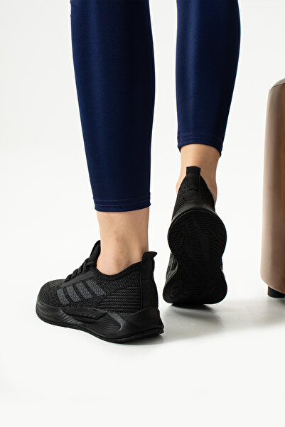 LUXEON Γυναικείο Μαύρο Ορθοπεδικό Sneaker Μαύρη σόλα με κορδόνια για καθημερινό περπάτημα και αθλήματα