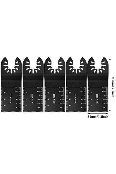 Toorise 5 Pcs Straight 34MM Multi Tools Blades Oscillating Saw Blade High Carbon Steel Multi-Function Semici