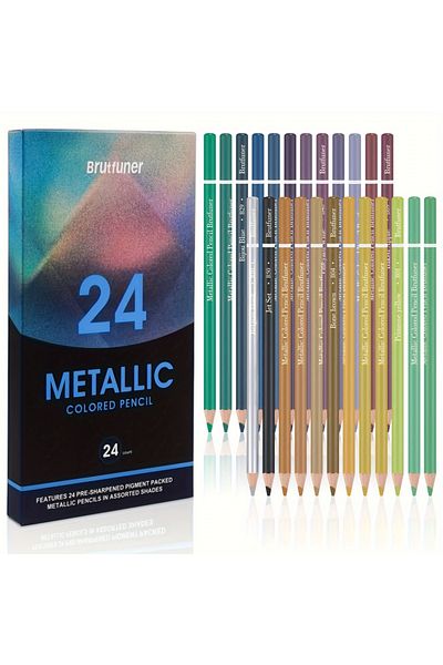 Choice 24 color Brutfuner 24/50/72 Metallic Colored Pencils, Colored Pencils for Adult Coloring, Soft Core