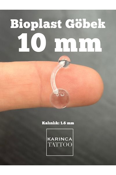 Karınca Piercing Transparent Bioplast Belly Piercing Wound Allergy Free Standard Size 10 mm No Xray