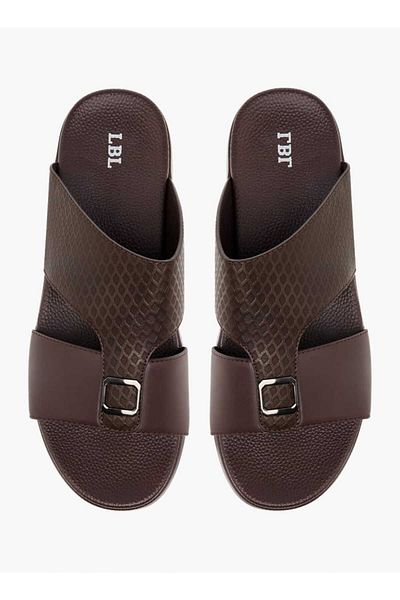 LBL by Shoexpress Textured Slip-On Sandals with Metallic Detail