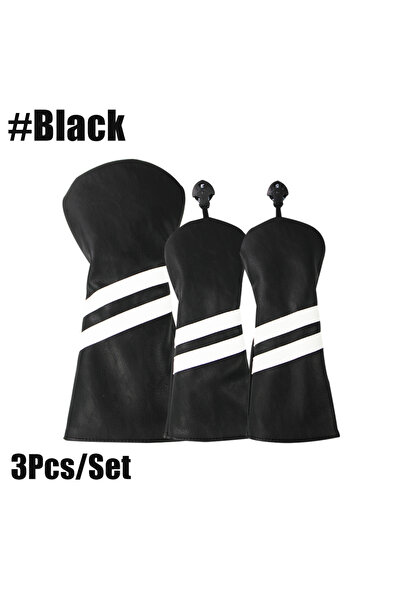 Choice مجموعة أغطية مضارب الجولف السوداء من 3 قطع، غطاء رأس المضرب، لمضارب جولف واحدة (460 سم مكعب) و2 من مضرب فيرواي، مع روتا