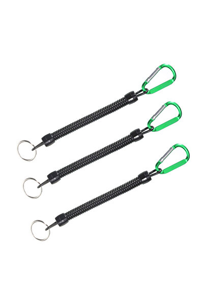 Choice 3 قطع من حبال الصيد الخضراء 3 قطع 22 سم حبل ملفوف قابل للسحب مع حلقة ت...