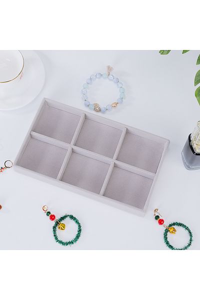 Choice 6 grid tray 1pc, Flocking Jewelry Box Jewelry Tray, Suitable For: All Kinds of Jewelry Storage.
