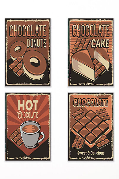 qoeuyl boutique Σετ ρετρό σοκολάτας με θέμα 4 τεμαχίων Διακόσμηση κουζίνας σπ...