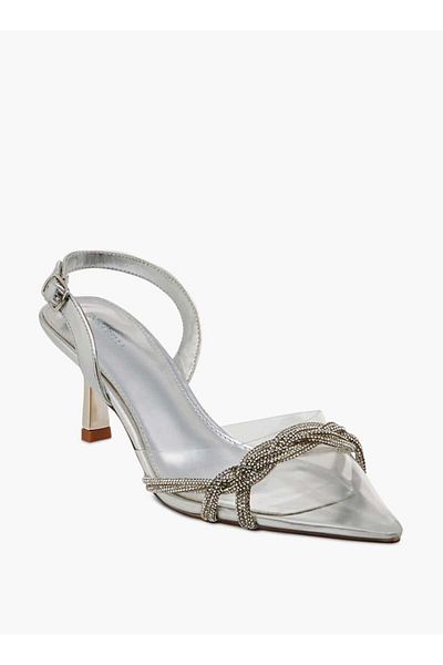 Flora Bella by Shoexpress Flora Bella Studded Pointed Toe Shoes with Buckle Closure and Kitten Heels