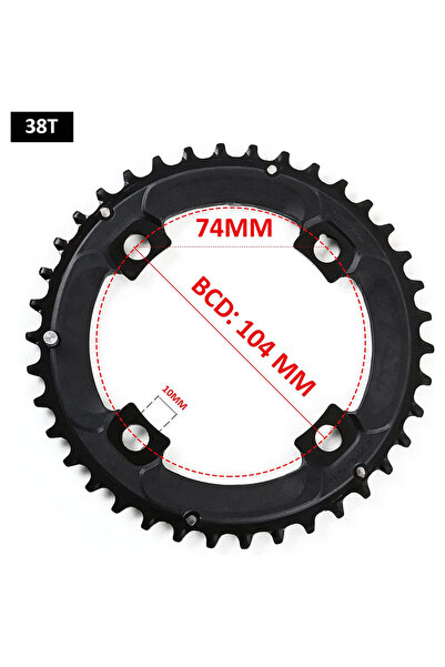 BUCKLOS ترس سلسلة دراجة هوائية من الفولاذ 38 سنًا (لنظام 2x10 سرعات) بقطر دائ...