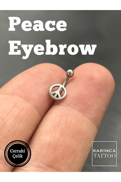 Karınca Piercing Silver Color Hippie Peace Symbol - Surgical Steel Ear Tragus Piercing