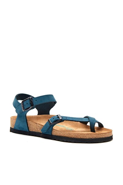 Comfortfüsse Women's Navy Blue Nubuck Leather Anatomical Cork Sole Sandals