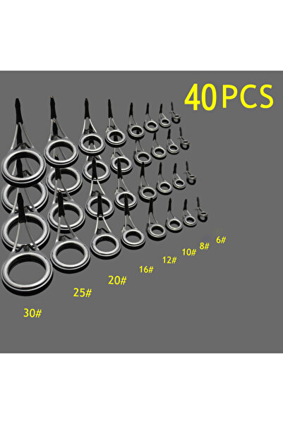 Choice 40 قطعة 8 قطع حلقات سيراميك لدليل قصبة الصيد من الفولاذ الكربوني العال...