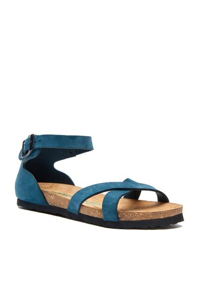 Comfortfüsse Kadın Lacivert Nubuk Deri Anatomik Mantar Tabanlı Deri Sandalet