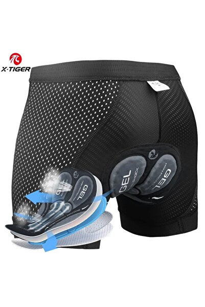 Choice ملابس داخلية لركوب الدراجات من X-TIGER رمادية اللون مقاس M 5D مبطنة وج...
