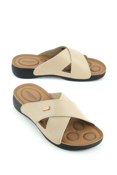 GEZER Women's Summer Faux Leather Comfortable Sole Daily Slippers