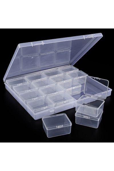 Choice 16 pieces Bead Organizer Box 30Pcs Small Clear Plastic Bead Storage Containers with Hinged Lid for S