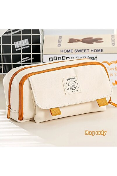 Choice Beige Cute Big Capacity Pencil Case with 3 Compartments for Stationery...