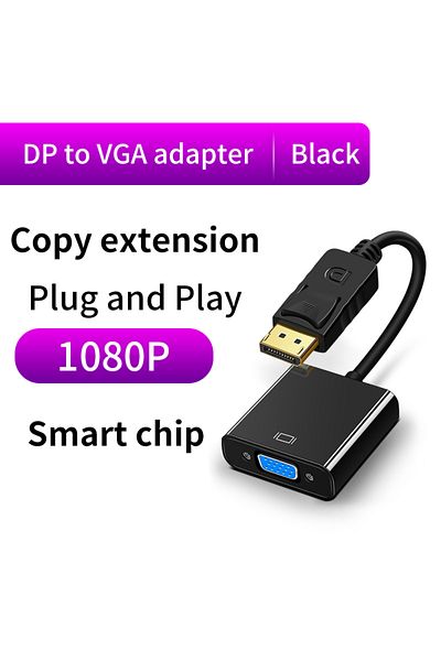 Choice كابل محول DisplayPort DisplayPort Dp إلى VGA باللون الأسود لجهاز العرض Dtv TV Hdvd Laptop DP ذكر إلى V