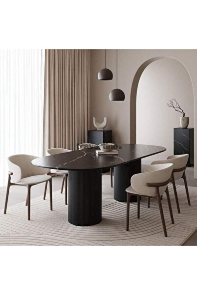 travertine house Porselen Ahşap Yemek Masası